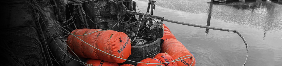 Salvage of 100 tonne fishing vessel in Blackpool 